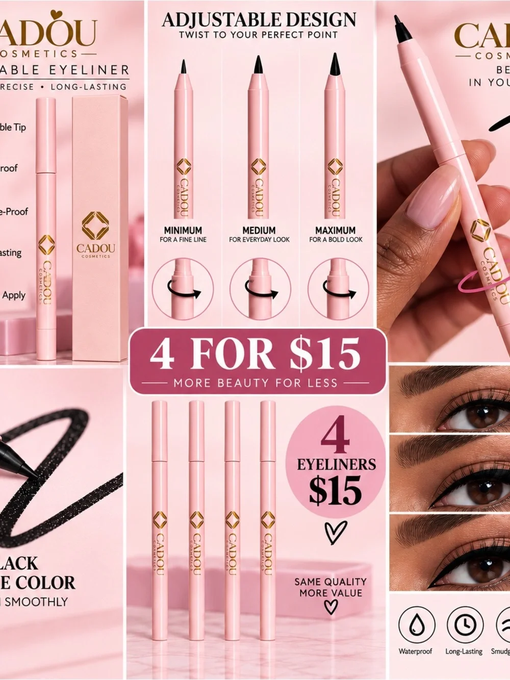Black Eyeliner Pencil in Pink Packaging
